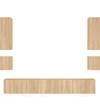 6-tlg. TV-Wohnwand mit LED-Leuchten Sonoma-Eiche