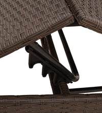 Sonnenliegen 2 Stk. mit Tisch Braun Poly Rattan