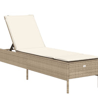 Sonnenliege mit Auflage Beige Poly Rattan