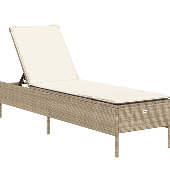 Sonnenliege mit Auflage Beige Poly Rattan