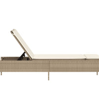 Sonnenliege mit Auflage Beige Poly Rattan