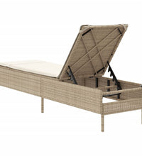 Sonnenliege mit Auflage Beige Poly Rattan