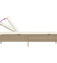 Sonnenliege mit Auflage Beige Poly Rattan