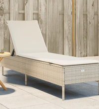 Sonnenliege mit Auflage Beige Poly Rattan