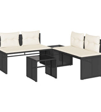 4-tlg. Garten-Sofagarnitur mit Kissen Schwarz Poly Rattan