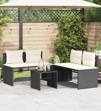 4-tlg. Garten-Sofagarnitur mit Kissen Schwarz Poly Rattan