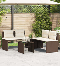 4-tlg. Garten-Sofagarnitur mit Kissen Braun Poly Rattan