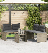 4-tlg. Garten-Sofagarnitur mit Kissen Grau Poly Rattan