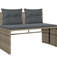 4-tlg. Garten-Sofagarnitur mit Kissen Grau Poly Rattan