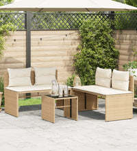 4-tlg. Garten-Sofagarnitur mit Kissen Beige Poly Rattan