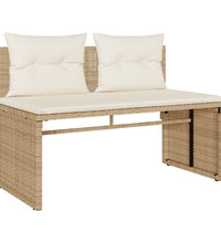 4-tlg. Garten-Sofagarnitur mit Kissen Beige Poly Rattan