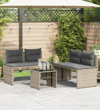 4-tlg. Garten-Sofagarnitur mit Kissen Hellgrau Poly Rattan