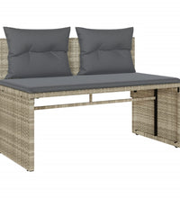 4-tlg. Garten-Sofagarnitur mit Kissen Hellgrau Poly Rattan