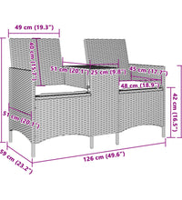 Gartensofa 2-Sitzer mit Tisch und Kissen Beige Poly Rattan