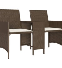 Gartensofa 2-Sitzer mit Tisch und Hockern Braun Poly Rattan
