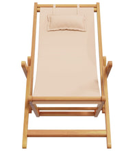 Strandstuhl Klappbar Beige Massivholz Eukalyptus und Stoff