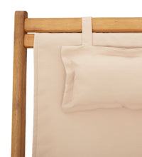 Strandstuhl Klappbar Beige Massivholz Eukalyptus und Stoff