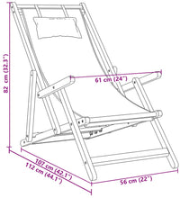 Strandstuhl Klappbar Beige Massivholz Eukalyptus und Stoff