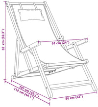 Strandstuhl Klappbar Taupe Massivholz Eukalyptus und Stoff