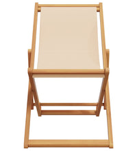 Strandstuhl Klappbar Beige Massivholz Eukalyptus und Stoff