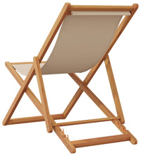 Strandstuhl Klappbar Beige Massivholz Eukalyptus und Stoff