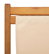 Strandstuhl Klappbar Beige Massivholz Eukalyptus und Stoff