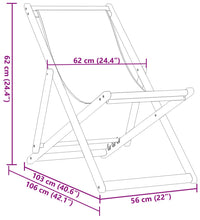 Strandstuhl Klappbar Beige Massivholz Eukalyptus und Stoff