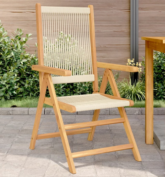 Gartenstühle 2 Stk. Beige Massivholz Akazie und Polypropylen