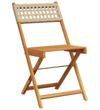 Bistrostühle 2 Stk. Beige Massivholz Akazie und Poly-Rattan