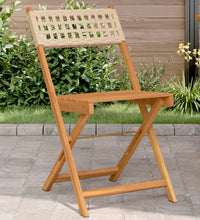Bistrostühle 2 Stk. Beige Massivholz Akazie und Poly-Rattan