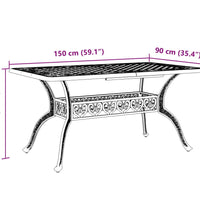 Gartentisch Bronzen 150x90x72 cm Aluminiumguss