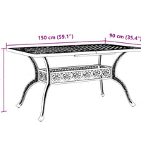 Gartentisch Schwarz 150x90x72 cm Aluminiumguss