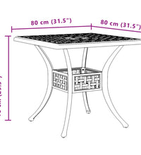 Gartentisch Bronzen 80x80x75 cm Aluminiumguss