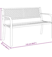 Gartenbank 119 cm Schwarz Stahl