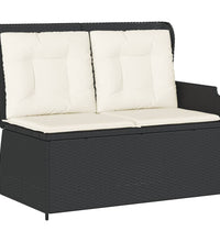 Gartenbank Verstellbar mit Kissen Schwarz Poly Rattan