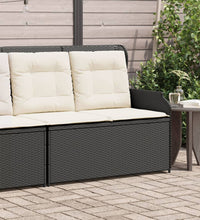 Gartenbank Verstellbar mit Kissen Schwarz Poly Rattan