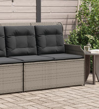 Gartenbank Verstellbar mit Kissen Grau Poly Rattan