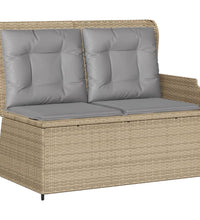 Gartenbank Verstellbar mit Kissen Beige Poly Rattan