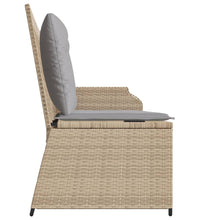 Gartenbank Verstellbar mit Kissen Beige Poly Rattan