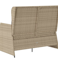 Gartenbank Verstellbar mit Kissen Beige Poly Rattan