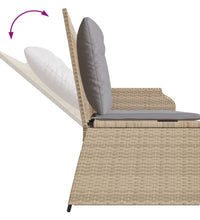 Gartenbank Verstellbar mit Kissen Beige Poly Rattan