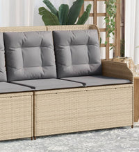 Gartenbank Verstellbar mit Kissen Beige Poly Rattan