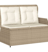 Gartenbank Verstellbar mit Kissen Beige Poly Rattan