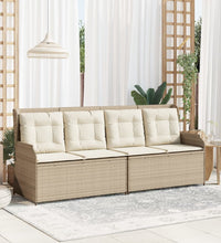 Gartenbank Verstellbar mit Kissen Beige Poly Rattan