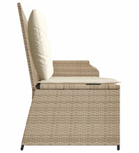 Gartenbank Verstellbar mit Kissen Beige Poly Rattan