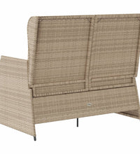 Gartenbank Verstellbar mit Kissen Beige Poly Rattan