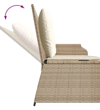 Gartenbank Verstellbar mit Kissen Beige Poly Rattan