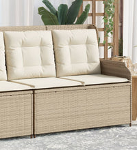 Gartenbank Verstellbar mit Kissen Beige Poly Rattan