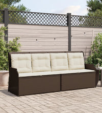 Gartenbank Verstellbar mit Kissen Braun Poly Rattan