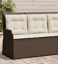 Gartenbank Verstellbar mit Kissen Braun Poly Rattan